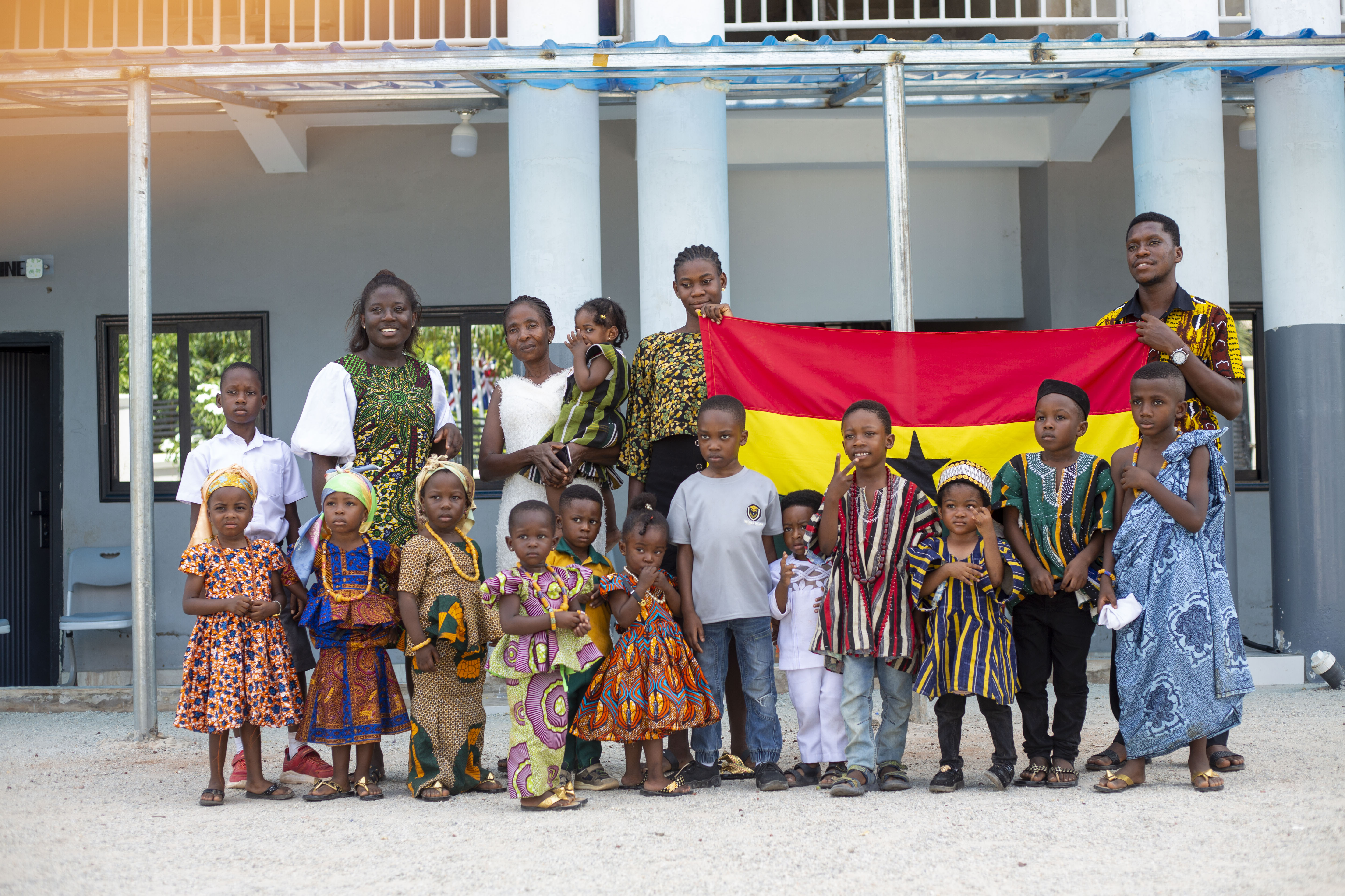 Student with the class teach on the Ghana month day